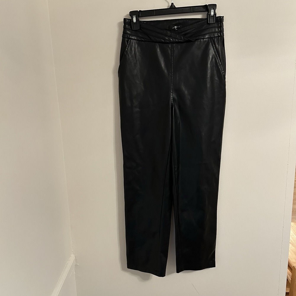 7 for All Mankind‎ Faux Leather Pants Small Crossover Waist Zipper Soft